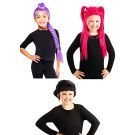 Kids K-Pop Character Wig - Purple Braid, Pink Pigtails or Black Bob Style - alternate view