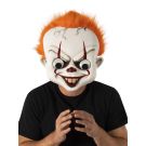 Adult Pennywise IT clown mask with orange faux fur hair and googly eyes