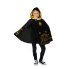 Kids Hogwarts Wizard Robe - Black Hooded Cape with Gold Crest - alternate view