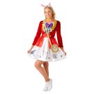 Womens White Rabbit Costume Dress - Alice in Wonderland Clock Purse Set - alternate view