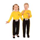 Kids Emma Wiggle costume with yellow top and black pants with yellow stripes