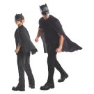 Batman mask and cape set with molded half-face cowl and scalloped black cape