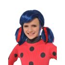 Marinette character wig showing side-swept bangs and voluminous pigtail construction
