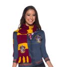 Kids Harry Potter Gryffindor house scarf burgundy and gold stripes with embroidered crest