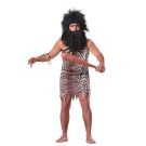 Adult caveman costume tunic with leopard print and one-shoulder design