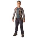 Kids Finn Deluxe Costume hero full front view - child wearing complete Resistance jacket top and brown pants