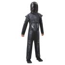 Child wearing K-2SO droid costume with skull-like mask and metallic details