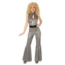 Womens ABBA Costume Silver Disco Jumpsuit with Bell Bottoms - alternate view 3