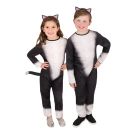 Childrens Cat Costume - Black & White Tuxedo Kitten Jumpsuit - alternate view