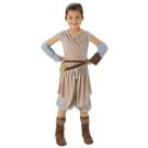 Kids Girls Rey Deluxe Costume hero full front view - girl wearing complete tunic, shorts, gauntlets and pouch
