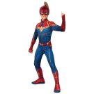 Kids Captain Marvel Costume - Girls Superhero Jumpsuit with Mask & Belt - alternate view 2