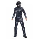Adult Death Trooper Rogue One Deluxe Costume hero full front view - adult wearing printed black armour jumpsuit, printed belt and 2-part molded Death Trooper mask helmet