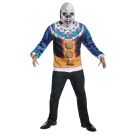 Adult Pennywise clown hoodie costume with integrated mask and ruffled collar