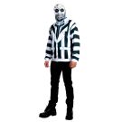 Adult Beetlejuice striped hoodie costume with black and white geometric pattern and full zip