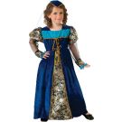 Close-up of metallic gold floral brocade sleeve and quilted velour skirt detail