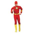 Adult The Flash costume with muscle chest padding and red mask