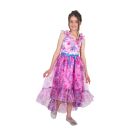 Kids Barbie dress costume with iconic ponytail logo and tiered ruffled hemline