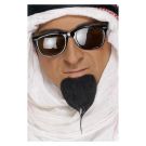 Adult black pointed goatee beard costume accessory with dense synthetic fibers