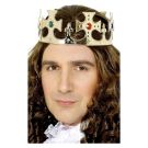 Adult gold king crown with coloured jewels and fleur-de-lis motifs