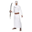 Desert traveller costume featuring white robe and three-band headpiece