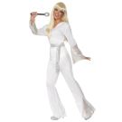 Adult ABBA Super Trouper Costume white sequined disco outfit with bell sleeves