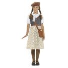 Girls 1940s Evacuee Costume - WWII School Girl Dress with Beret & Satchel - alternate view 3