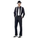Mens Gangster Instant Kit - White Braces, Tie, Hat, Spats & Moustache - alternate view