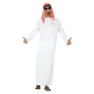 Arabian sheikh costume set with black agal headband and flowing tunic