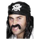 Adult pirate skull bandana with white Jolly Roger emblem on black fabric