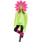 Flower poncho costume packed in matching lime green drawstring storage bag