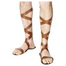 Adult brown Roman gladiator sandals with long crisscross leg wrapping straps
