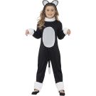 Kids Black Cat Costume Jumpsuit with Ears - Tuxedo Cat Onesie - alternate view