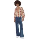 Mens 70s Flares - Blue Denim Patchwork Bell-Bottom Trousers - alternate view