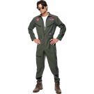 Licensed Top Gun costume showing embroidered squadron patches and zippers