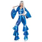 1950s, 60s, 70s & 80s Costumes Australia - Licensed 1970s 70s 1980s 80s Dancing Dream Disco Queen Blue Lame Costume Adult Fancy Dress Pop Abba Tribute Retro Outfits Catsuit Lace Up Jumpsuit 