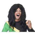 Bob Marley costume wig with black dreadlocks front view on model