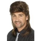 Adult 70s 80s Mullet Wig - Brown Rock Star Costume Wig with Teased Crown - alternate view