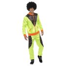 Retro shell suit tracksuit with zip-up bomber jacket and orange ribbed trim
