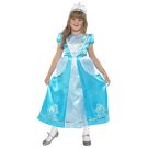 Girls blue Cinderella princess ball gown costume with two-tone satin panels