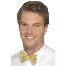 Adult gold sequin bow tie with metallic finish for 1920s costumes
