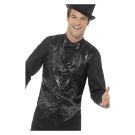 Adult black sequin waistcoat with satin back and notched lapels