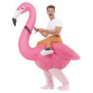 Adult Inflatable Flamingo Ride-On Costume with Battery Fan - alternate view 3