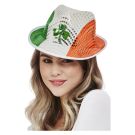 Adult Irish flag sequin trilby hat with shamrock motif for St Patrick's Day