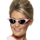 Pink cat-eye sunglasses with diamante rhinestone embellishments on frames