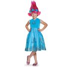 Girls Trolls costume dress in turquoise and hot pink with tall pink wig