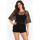 Adult 80s Fishnet Mesh Vest - Black String Tank Top
