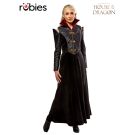 Adult Rhaenyra Targaryen deluxe costume dress from House of the Dragon with black velour gown and burgundy collar