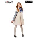 Girls M3GAN costume dress with striped sleeves and oversized bow