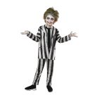 Kids Beetlejuice costume large with black-white striped jacket and pants