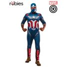 Adult Captain America muscle costume with foam-padded chest and hard plastic mask from Marvel Brave New World